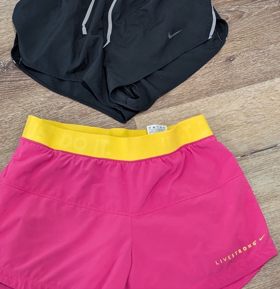 Nike Women's Pink and Yellow Shorts - Picture 1 of 8